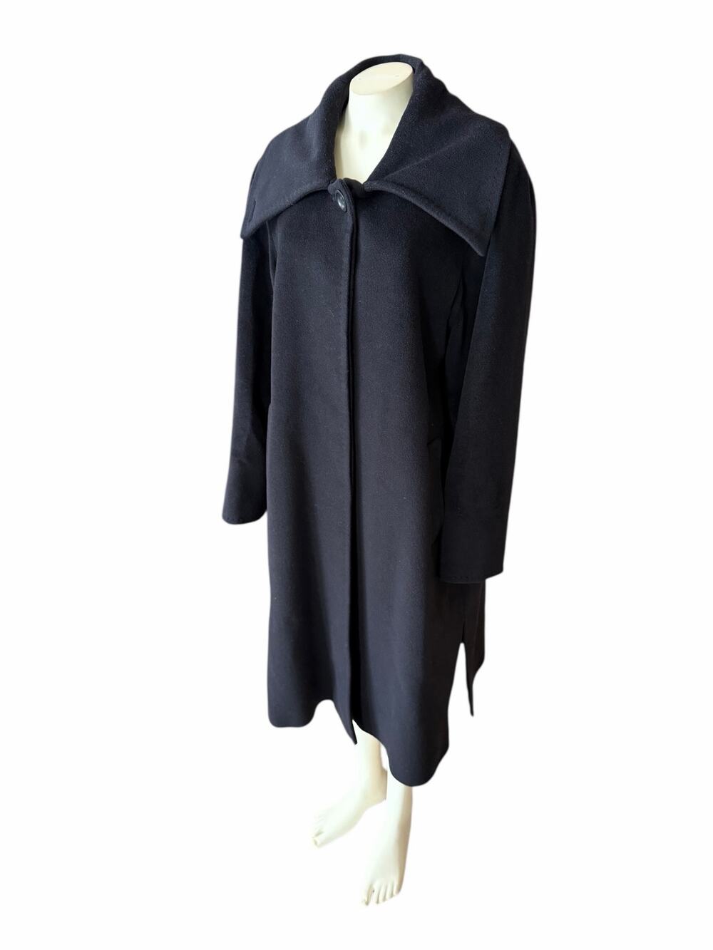 Cinzia Rocca Black Pure Virgin Wool Button Down Coat Size 14
